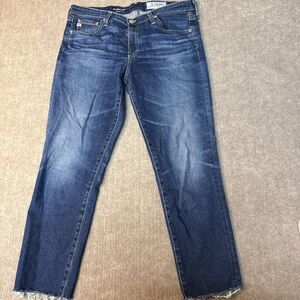 Adriano Goldschmied Womens Prima Crop Jeans 30R Blue Med Wash Low Rise Whiskered